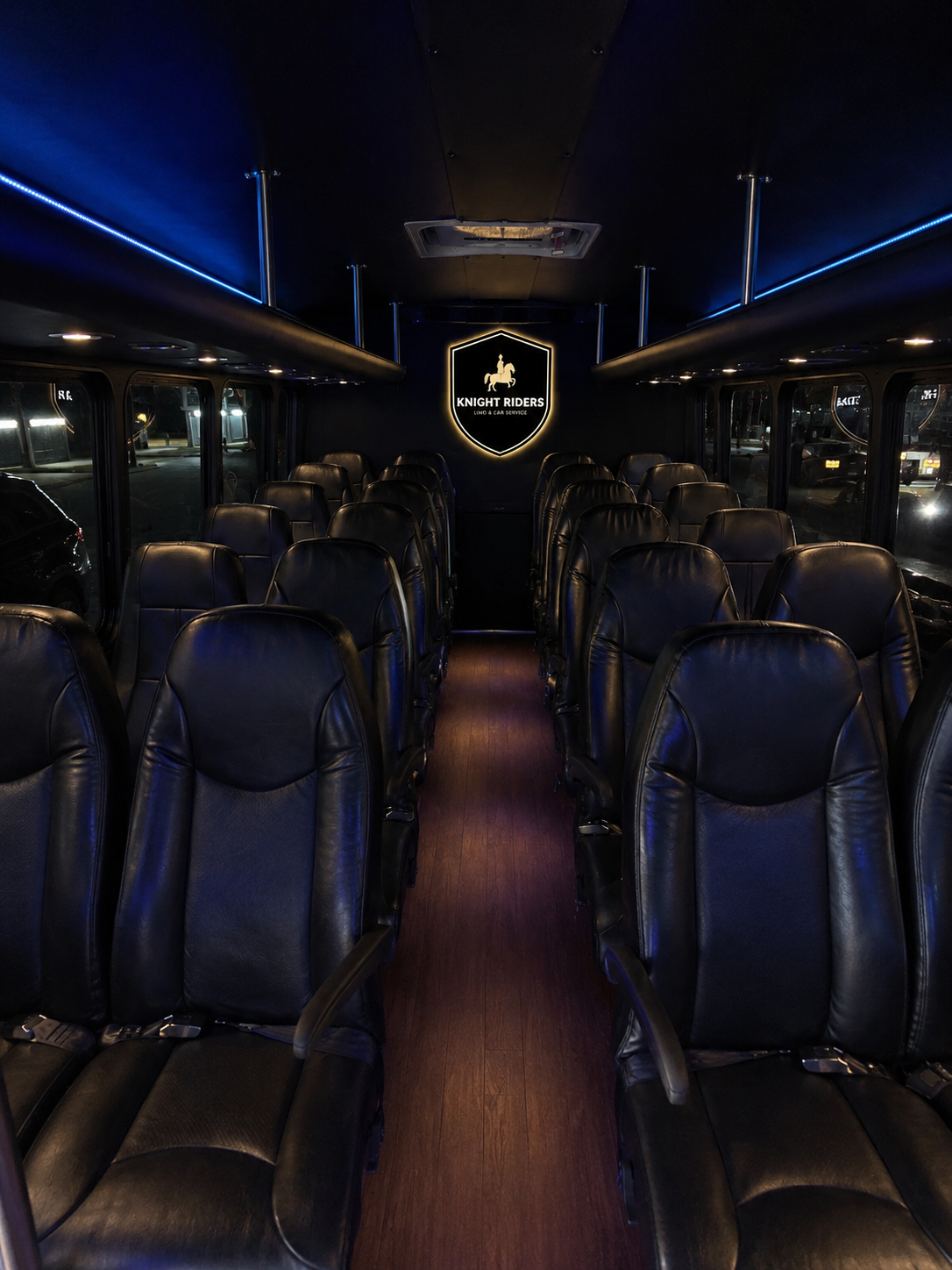 Luxury Mini Coach Bus premium leather captain's chair interior New Jersey — Knight Riders Limo
